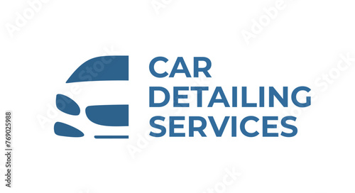 Auto detailing logo, car detailing design template. Сar silhouette. Flat vector Illustration. Car service. Washing, polishing and protecting the car body, car interior cleaning.