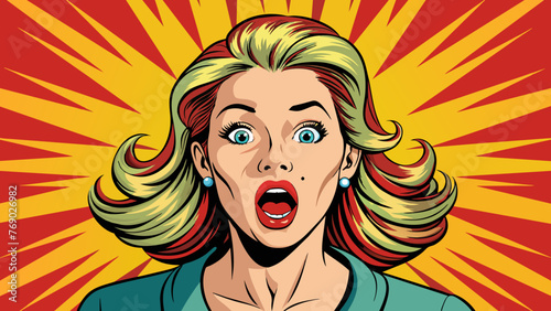 omg the woman in shock pop art retro style emotio