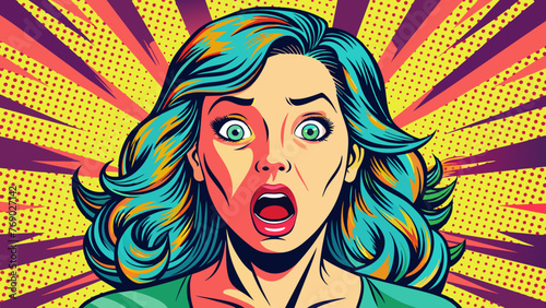 omg the woman in shock pop art retro style emotio photo