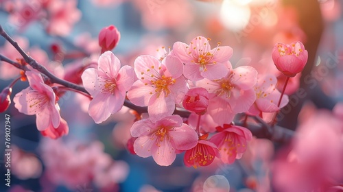 Blossoming Cherry Branch in Soft Light
