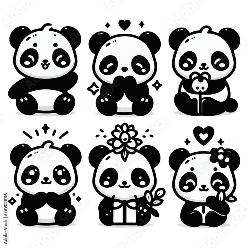 Cute panda - vector illustrations (ID: 769028116)