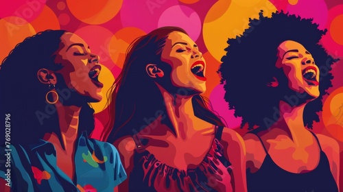 Singing Women Celebration Illustration
