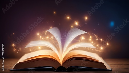 open book with glowing lights