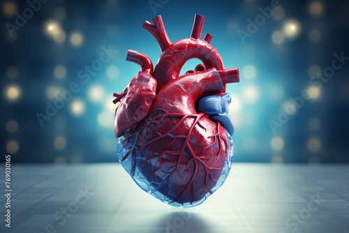 3d Human heart anatomy on scientific background.  #769030165
