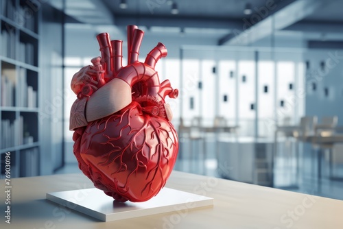 3d Human heart anatomy on scientific background. 