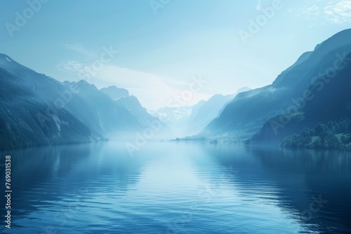 Contemplative Scenic View Blue Background
