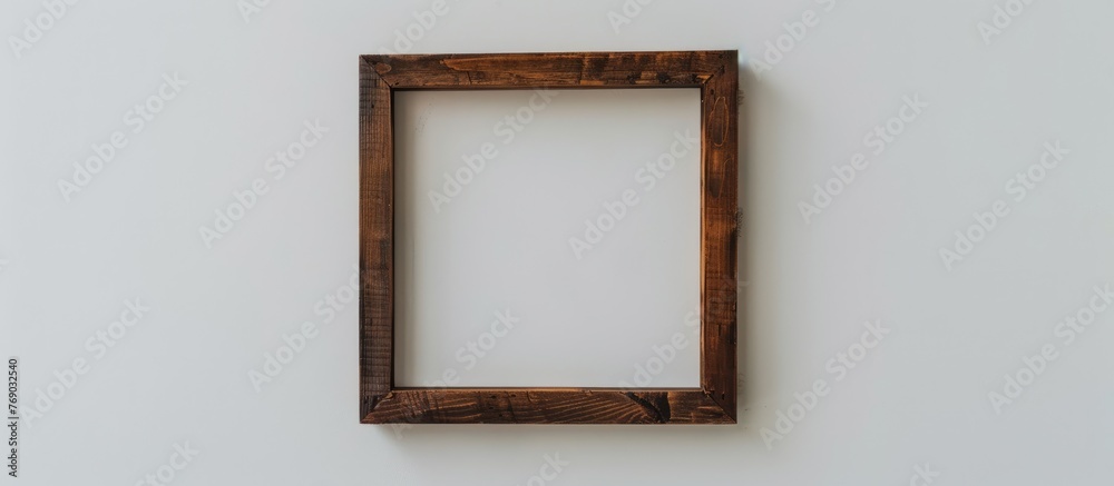 Brown wooden frame against white backdrop. Brown wooden frame against white backdrop.