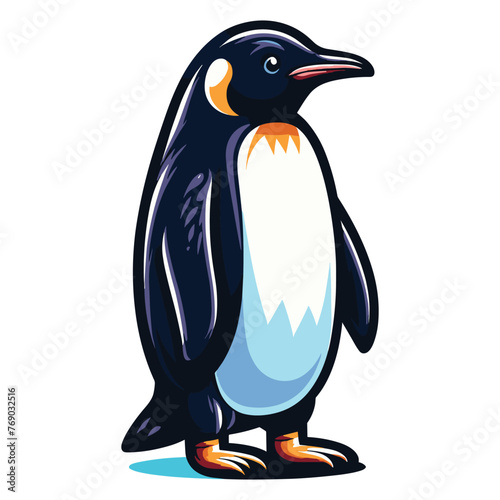 Cute penguin full body vector illustration, zoology element illustration, Antarctic south pole bird animal icon, cartoon design template isolated on white background