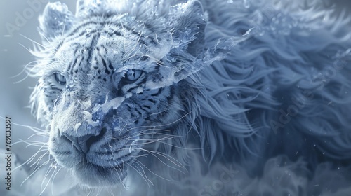 Majestic Snow Tiger Close-up