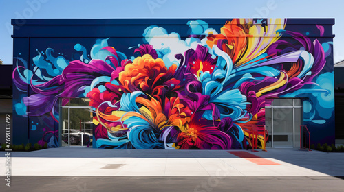Layers of vibrant colors and intricate designs converge in a street art mural, where graffiti-style lettering and abstract shapes coalesce to create an immersive visual experience. © Hamza