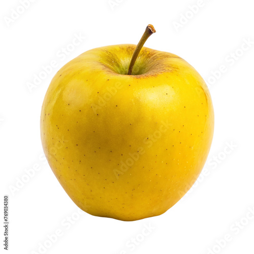 Yellow apple isolated on a transparent background.