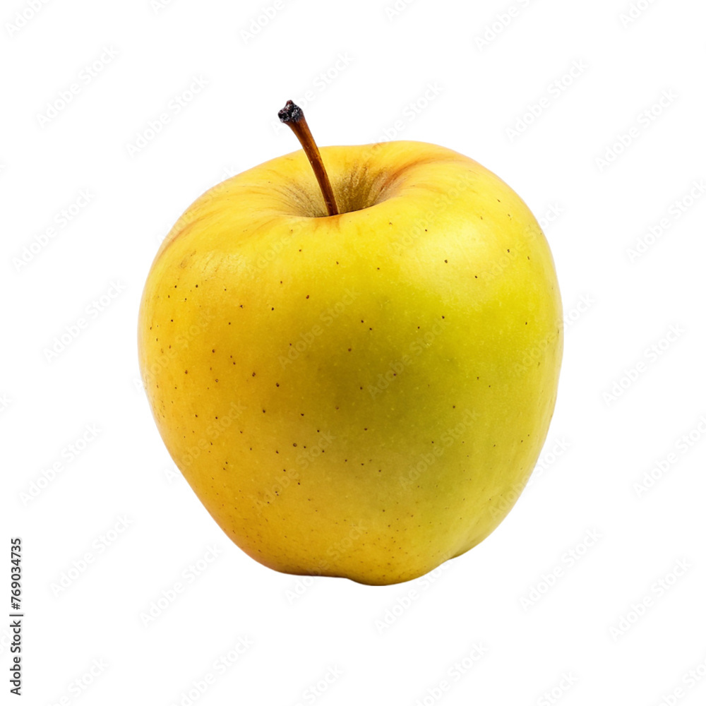 Yellow apple isolated on a transparent background.