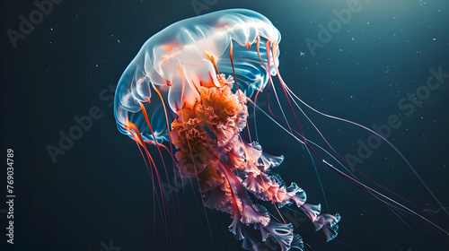 Graceful jellyfish pulsating rhythmically in the depths of the ocean © Muhammad