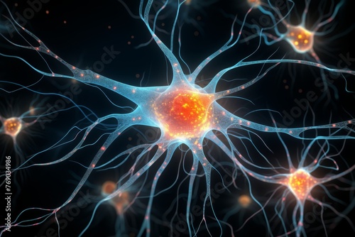Human brain anatomy with neuron cells 