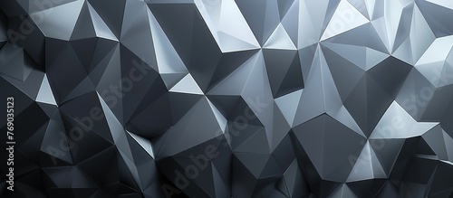 Low poly dark silver and gray geometric design with gradient for background use.