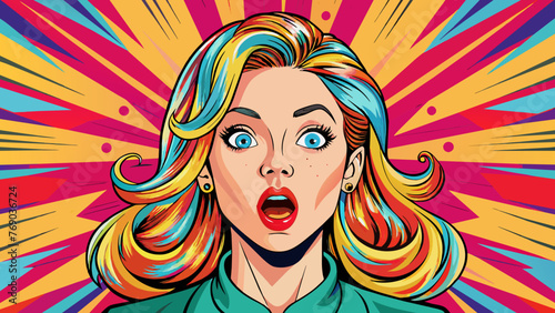 pop art illustration surprised girl comic woman