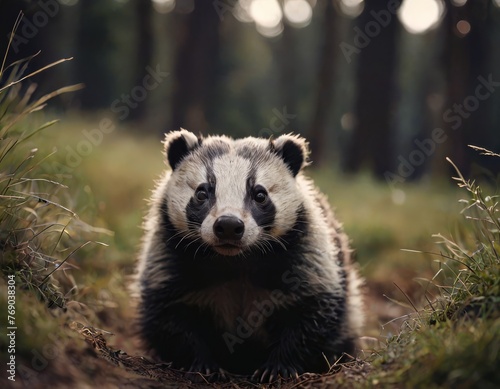   A sad-looking raccoon in a forest © Viktor