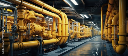 Chemical pipe installation, industrial look photo