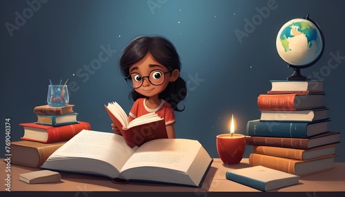 girl with books