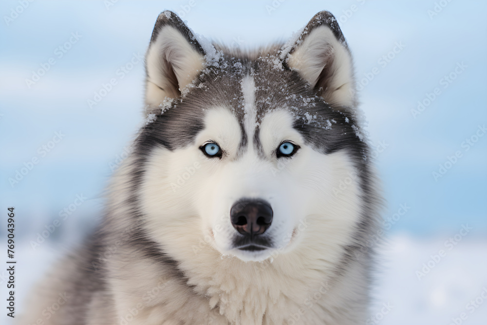 Epic Wilderness Capture: Mesmerizing Eskimo Husky Braving the Arctic Snowstorm in Dynamic Action