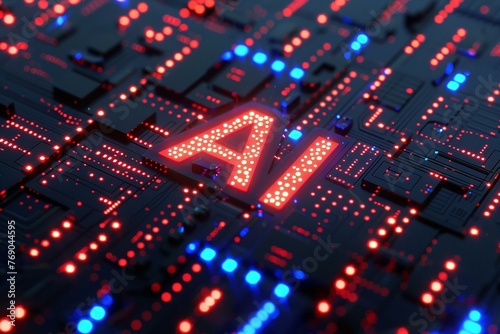 Futuristic AI Concept on Circuit Board photo