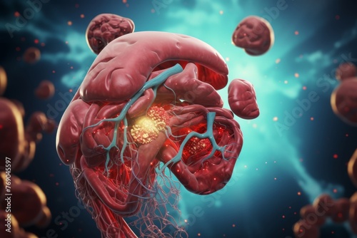 Human liver anatomy with hepatitis b virus 