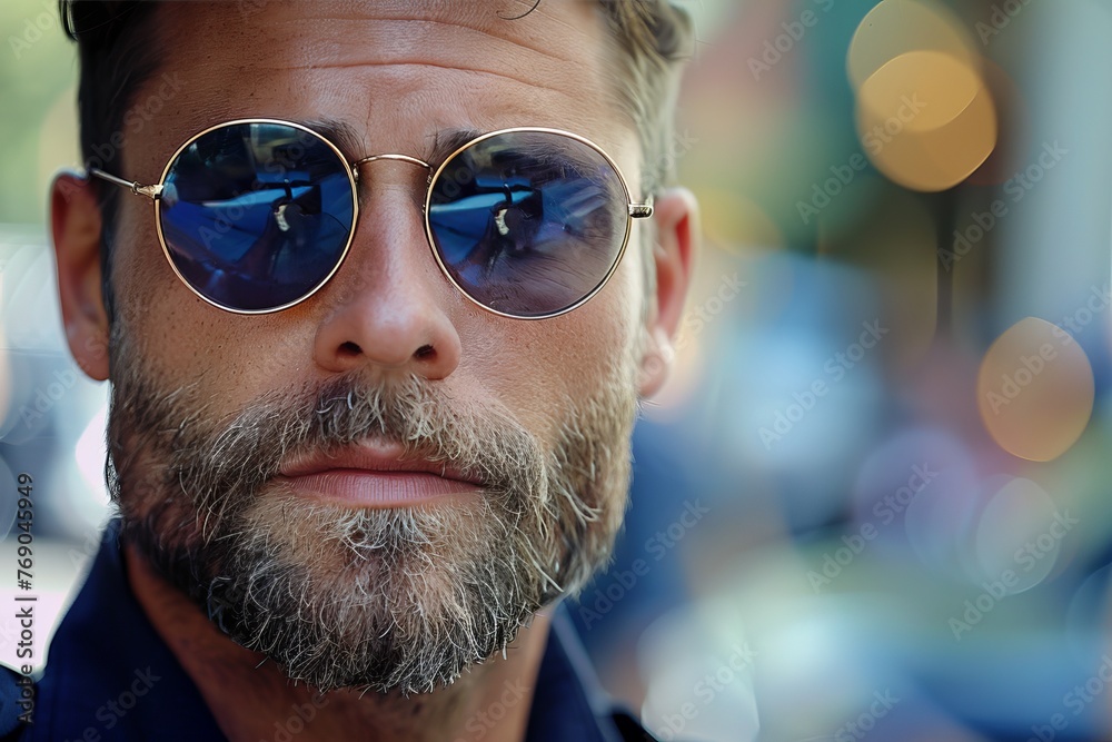A casual yet sharp man in sunglasses, with a thoughtful urban backdrop A casual yet sharp man in sunglasses, with a thoughtful urban backdrop