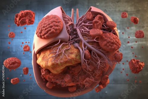 Human liver anatomy with hepatitis b virus. 