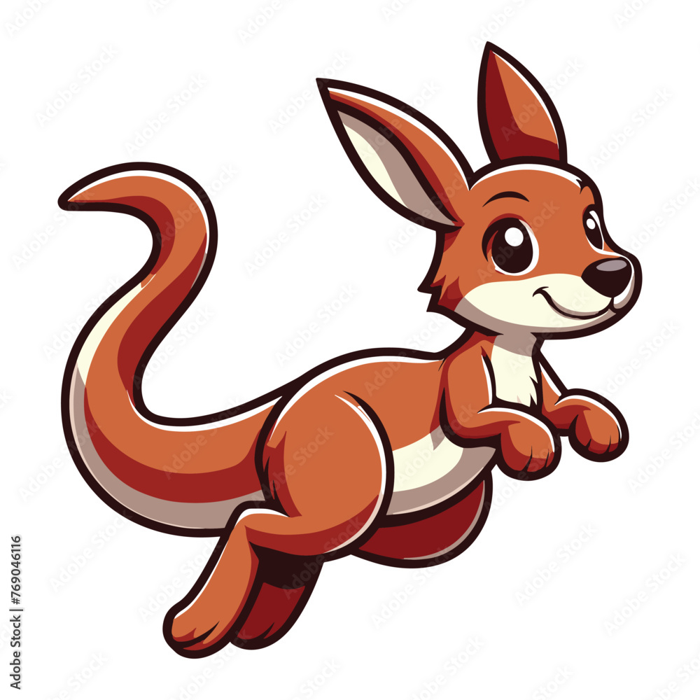 Cute kangaroo full body mascot cartoon character design illustration, funny adorable Australian mammal animal vector template isolated on white background Cute kangaroo full body mascot cartoon character design illustration, funny adorable Australian mammal animal vector template isolated on white background