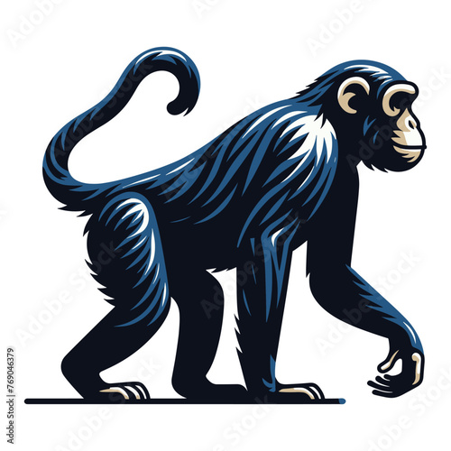 Monkey ape chimpanzee full body vector illustration  wild animal primate  standing monkey illustration concept  design template isolated on white background