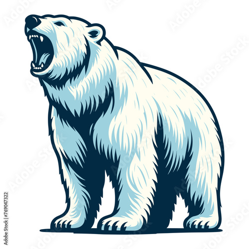 Wallpaper Mural Wild roaring polar bear full body design illustration, zoology element illustration, arctic north pole animal icon, vector template isolated on white background Torontodigital.ca