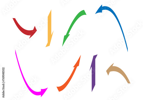 Flechas curvas de colores en diferentes direcciones