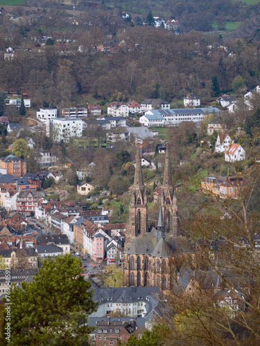 Blick von oben auf die Stadt Marburg von Kaiser-Wilhelm-Turm ausgesehen