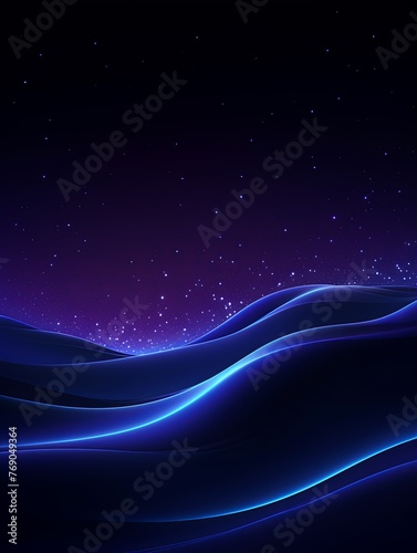 dark background illustration with indigo fluorescent lines, in the style of realistic indigo skies