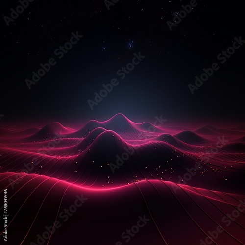 dark background illustration with maroon fluorescent lines, in the style of realistic maroon