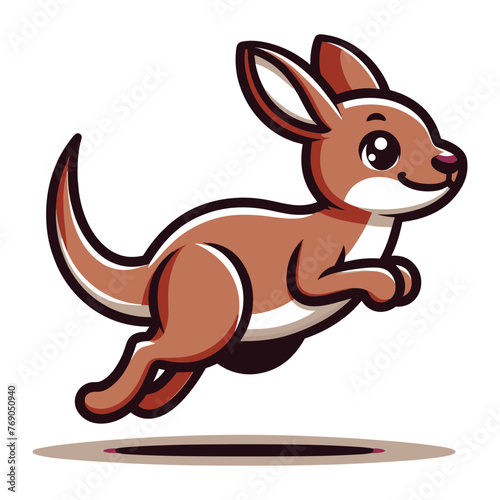 Cute kangaroo full body mascot cartoon character design illustration, funny adorable Australian mammal animal vector template isolated on white background