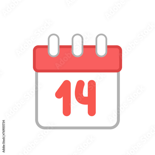 14 february. Calendar. The fourteenth of february. Valentines day. Cartoon, vector