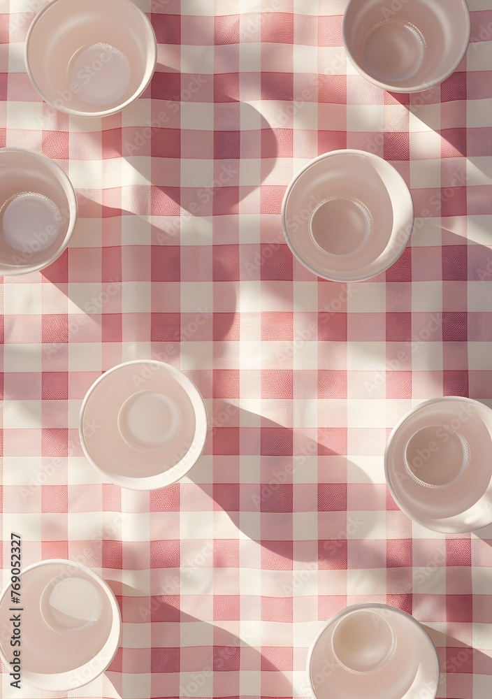Seamless retro picnic pattern with cups Seamless retro picnic pattern with cups