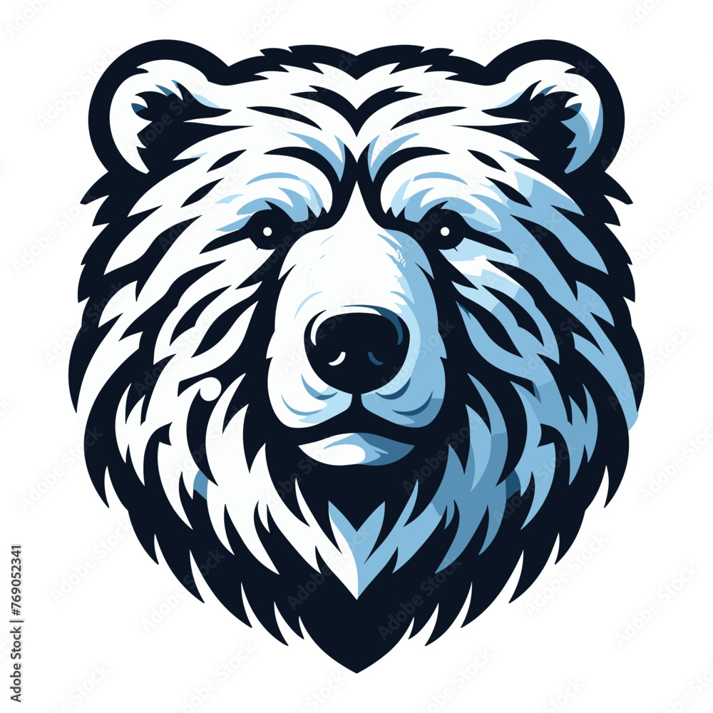 Fototapeta premium Wild polar bear head face vector illustration, arctic north pole animal icon, zoology element illustration, design template isolated on white background