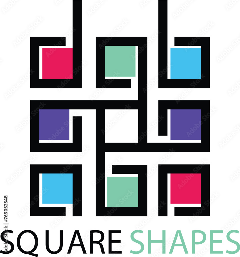 QR code and digital tech logo concept. Square decorative color corporate identity design element.
QR code and digital tech logo concept. Square decorative color corporate identity design element.