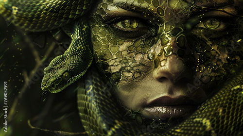 Portrait of a woman with a snake