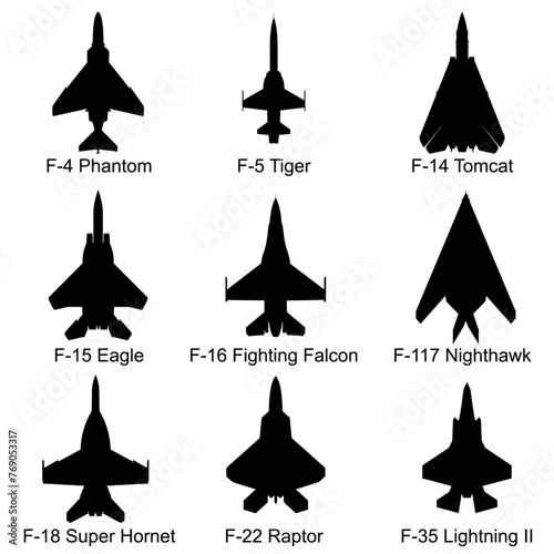 American Fighter Jets Silhouette Collection