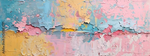 Soft Textured Impasto Painting, Abstract Blend of Pastel Colors on Canvas 
