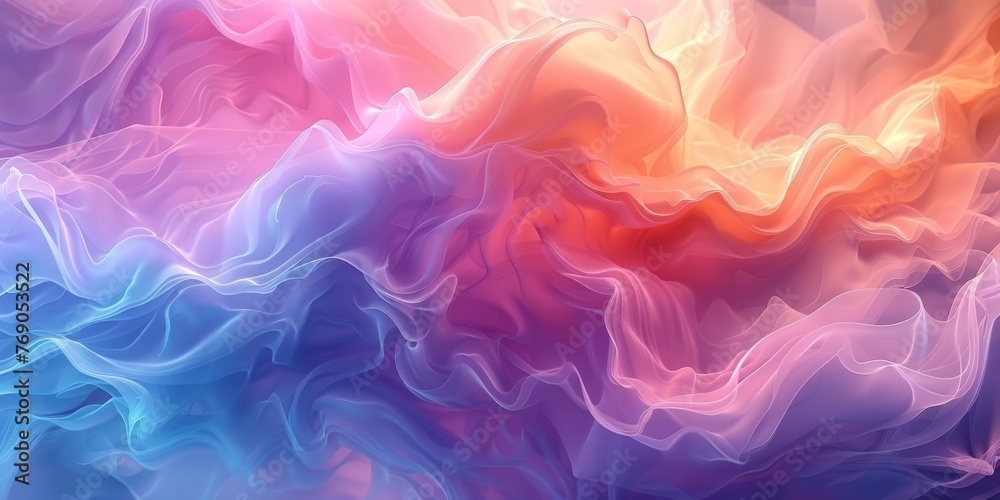 Obraz premium Vibrant Gradient Silk Waves in Dynamic Color Flow 