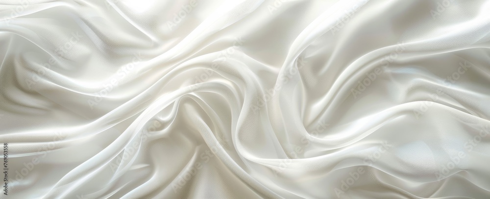 Obraz premium Swirling Soft White Silk Texture, Elegant Fabric Folds in Natural Light