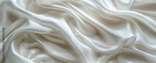 Soft Ivory Textile Waves, High-Detail Fabric Drapery and Elegance 