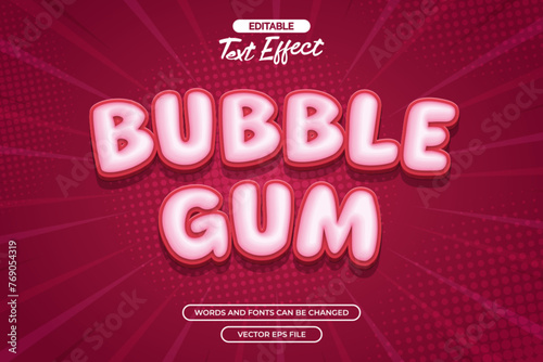 Bubble gum editable text effect