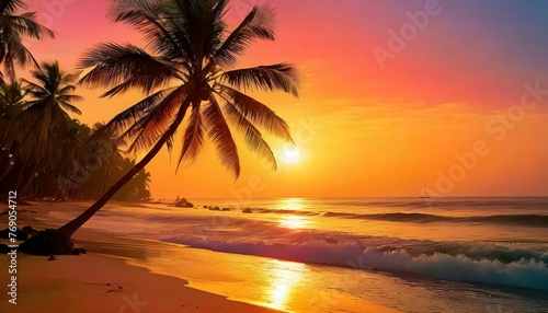 Beautiful sunset on beach 