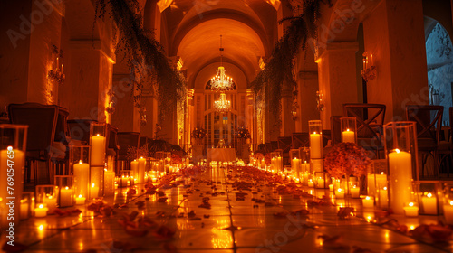Intimate candlelit wedding ambiance