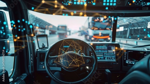 ntelligent vehicle cockpit and wireless communication network concept photo
